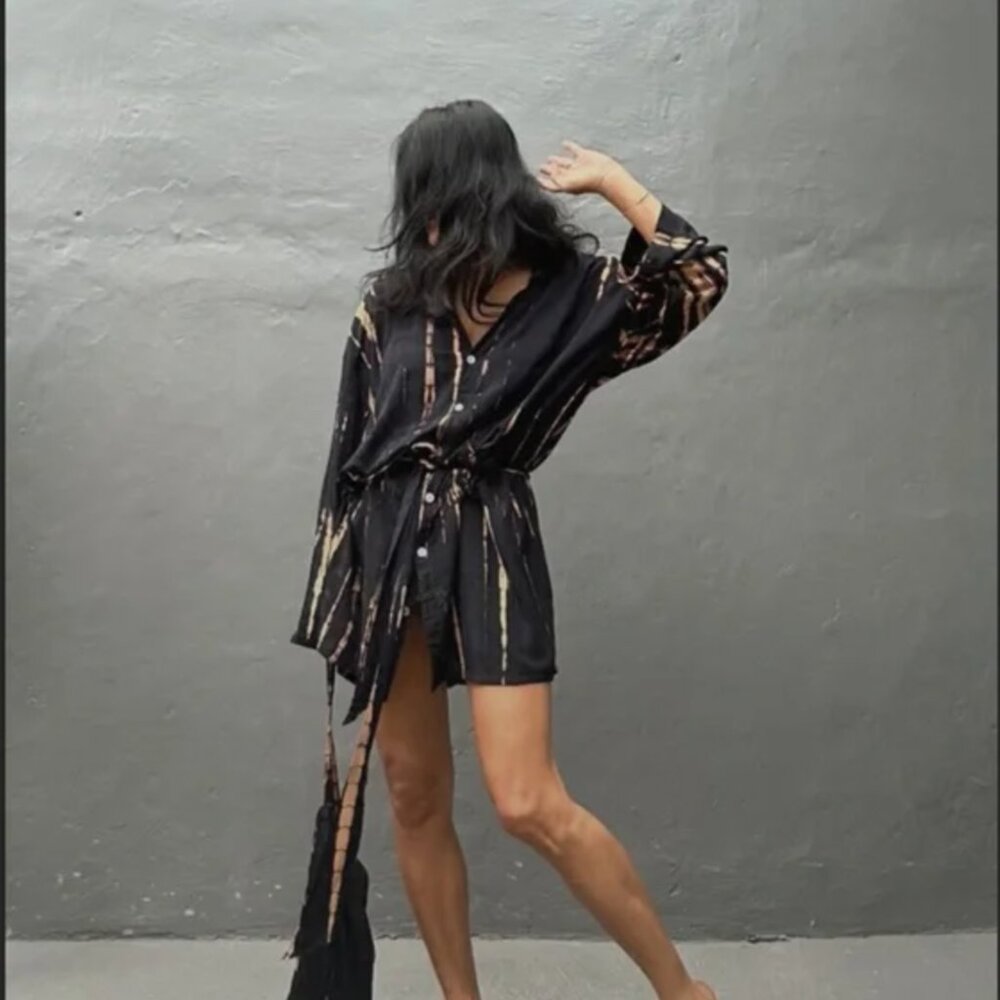 💙 Dark Blue, Black and Gold Women's Shirt or Dress. NWOT. US size 8 to 16.